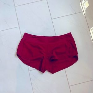 Lulu lemon running short size 10 reddish bright raspberry